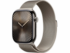 Apple Watch Series 10 GPS + Cellular, 46mm přírodní titanové pouzdro s přírodním titanovým milánským náramkem – velikost S/M