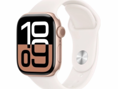 Apple Watch Series 10 GPS + Cellular, 42mm růžové zlaté hliníkové pouzdro s měkkým růžovým sportovním páskem – velikost M/L