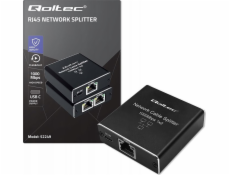 Qoltec Splitter mini SWITCH 1x2 port RJ45 | 1000 Mbps | USB-C| Hliník