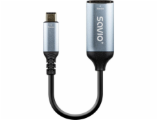 Savio USB-C (M) - HDMI (F) adaptér, 4K, 60 Hz, hliník, AK-78
