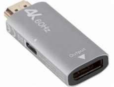 Lanberg Stříbrný adaptér HDMI(M)-Displayport(F)4K