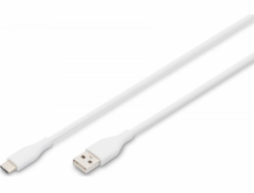 Digitus Silikonový napájecí kabel USB-A - USB-C, USB 2.0 60W, 1m bílý