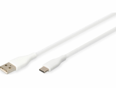 Digitus Silikonový napájecí kabel USB-A – USB-C, USB 2.0 60W, 0,5m bílý