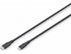 Digitus Silikonový USB-C – Lightning napájecí kabel, USB 2.0 60W, MFI Certified, 0,5 m černý