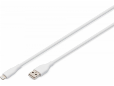 Digitus Silikonový napájecí kabel USB-A – Lightning, USB 2.0 12W, MFI Certified, 2m bílý