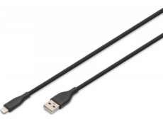 Digitus Silikonový USB-A - Lightning napájecí kabel, USB 2.0 12W, MFI Certified, 2m černý