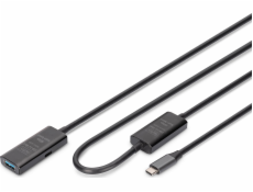 Digitus Aktivní USB-C - prodlužovací kabel USB-A, USB 3.2 Gen1 5Gbps, 10m