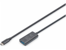 Digitus Aktivní prodlužovací kabel, USB 3.2 Gen1 5Gbps, USB-C - USB-A, 5m