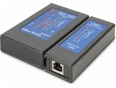Digitus Tester LED síťových a komunikačních kabelů, Cat.5e-Cat.6A, (RJ45, RJ12, RJ11), Auto-Scan s PoE