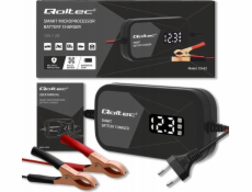 Qoltec Inteligentní mikroprocesorová nabíječka 12V | 2A | Nabíječka s funkcí regenerace článků pro AGM GEL baterie | LCD
