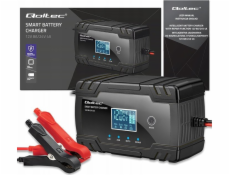 Qoltec Inteligentní mikroprocesorová nabíječka 12V 8A | 24V 4A | Usměrňovač s funkcí opravy pro AGM GEL baterie | LCD