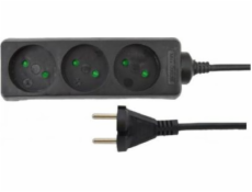 AWTools Domácí prodlužovací kabel černý neuzemněný 3 zásuvky 5,0 m (AW24652)