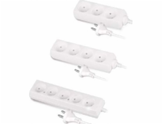 AWTools bílý prodlužovací kabel bez uzemnění 3 zásuvky 1,5m (AW24600)