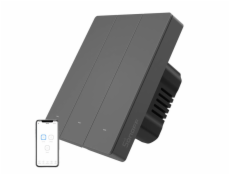 Chytrý WiFi nástěnný spínač SONOFF M5-3C-80 (3kanálový, pro rám, grafitový)