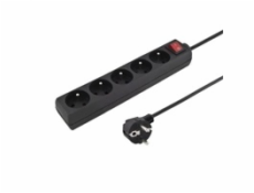 Konnoc DX-5FS 3m pětizásuvka s vypínačem ČERNÁ