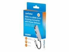MANHATTAN Dokovací stanice USB-C na HDMI, USB-C PD 100W, USB-A, šedá