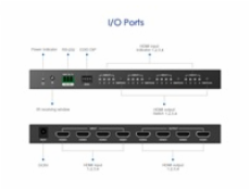 PremiumCord HDMI2.0 matrix switch 4:4 , rozlišení 4K@60Hz, HDR YUV4:4:4