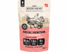 WIEJSKA ZAGRODA Kuře s krevetami a kozlíkem lékařským – mokré krmivo pro kočky – 100g