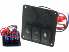 TurboWorks Switch Panel 12/24V ON-OFFx3, 1xZ, 2xUSB 3.1A, 2xB 15A IP68