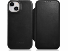 iCarer iCarer CE Oil Wax Premium Leather Folio Case iPhone 14 Plus Kožené pouzdro s magnetickým Flip MagSafe Black (AKI14220707-BK)