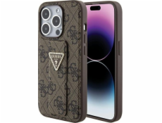 Guess Guess GUHCP15LPGS4TDW iPhone 15 Pro 6.1 hnědé/hnědé pevné pouzdro Grip Stand 4G Triangle Strass