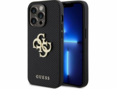 Guess Guess GUHCP15XPSP4LGK iPhone 15 Pro Max 6.7 černé/černé pevné pouzdro Kožené perforované 4G třpytivé logo