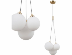 Závěsná lampa Italux Perlos loft závěsná lampa skleněné kuličky mosaz bílá