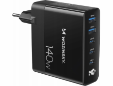 Wozinsky nabíječka GaN Wozinsky CGWCB 140W nástěnná nabíječka 3 x USB-C / 2 x USB-A - černá