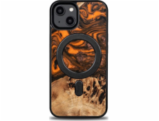 Pouzdro BeWood Wood a resin pro iPhone 15 MagSafe Bewood Unique Orange - oranžovo-černé