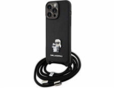 Karl Lagerfeld Karl Lagerfeld KLHCP15XSAKCPSK pevné pouzdro pro iPhone 15 Pro Max 6.7 černo/černé Crossbody Saffiano kovový odznak Karl & Choupette