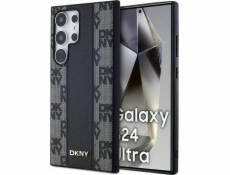 DKNY DKNY kožený kostkovaný mono vzor MagSafe – pouzdro Samsung Galaxy S24 Ultra (černé)