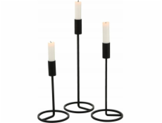 Kovové svícny Boltze Fio, 3 kusy, černé
