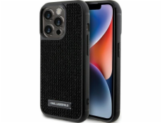 Karl Lagerfeld Karl Lagerfeld KLHCP15LHDSPLK iPhone 15 Pro 6.1 černo/černé pevné pouzdro s drahokamenným logem kovový štítek