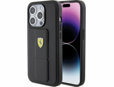 Ferrari Ferrari FEHCP15LGSPSIK iPhone 15 Pro 6.1 černé/černé pevné pouzdro Grip Stand Kovové logo