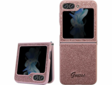 Pouzdro Guess Guess GUHCZF5HGGSHP Pevné pouzdro Samsung Galaxy Z Flip 5 Glitter Script růžová/růžová