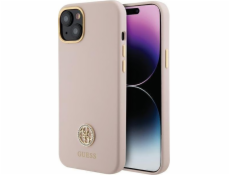 Guess Guess GUHCP15SM4DGPP iPhone 15 6.1 světle růžový/růžový pevný obal silikonové Logo Strass 4G