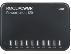 Nabíječka RealPower Power Station 120 Smartphone, Tablet Black Interní AC