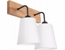 Lamkur Lamkur Lula 47621 nástěnné svítidlo nástěnné svítidlo boho dřevěná látková stínidla 2x60W E27 bílá/dřevo