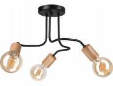 Stropní svítidlo Lamkur Lamkur Conor 47416 stropní svítidlo kovové edison tyče 3x60W E27 černá/dřevo