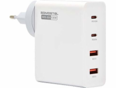 Nabíječka Vega 130W GaN BÍLÁ SÍŤOVÁ NABÍJEČKA SOMOSTEL POWER DELIVERY Q24 2XPD + 2XUSB>