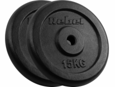 Rebel Litinová sada závaží 2x15kg, otvor 31mm, klasická deska, REBEL ACTIVE