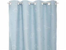 Atmosphera Fosforeskující závěs s očky, 140 x 250 cm, modrý s motivem dinosaurů