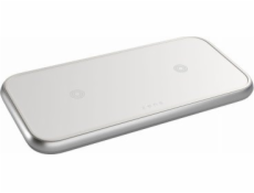 Zens ZENS Dual Aluminium Wireless Charger - bezdrátová nabíječka pro dvě zařízení (2x10W), s možností nabíjení třetího zařízení přes kabel (bílá)