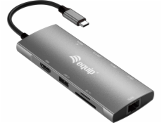 Equip Equip Dock USB adaptér USB-C->HDMI,Gigabit LAN,USB3.0,100WPD,SD/TF 0,25m