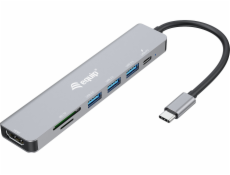 USB HUB Equip Equip Dock USB-C->HDMI, 3x USB3.0, 100W PD,SD/TF schwarz