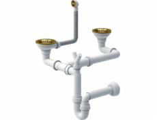 Quadron Siphon Plug odtok 3 1/2 se sifonem 2-komorový PVD zlatý (GRANITE-vertikální), úspora místa