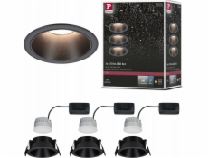 Paulmann Vestavné svítidlo EBL COLE SET COIN 3-STEP DIM set 3x6W 3x470lm 2700K IP44 230V matná černá / hliník