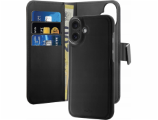 Puro Puro Wallet Odnímatelné pouzdro z ekokůže MagSafe 2v1 s chlopní a peněženkou pro iPhone 16 - černé