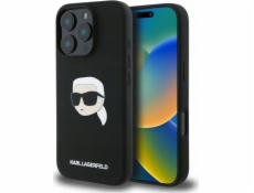 Karl Lagerfeld Karl Lagerfeld KLHMP16LSKHPLK iPhone 16 Pro 6.3 černo/černé pevné pouzdro Silikon Karl Head Print MagSafe