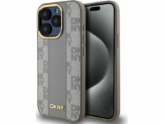 DKNY DKNY DKHMP15LPCPVSLE iPhone 15 Pro 6.1 béžový/béžový pevný obal Kožený kostkovaný mono vzor MagSafe